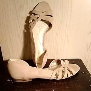 Circus by Sam Edelman Tan Suede Flats with Woven Design Sz 8
